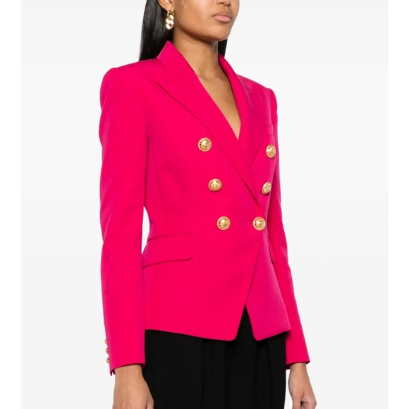 Balmain Jackets & Blazers - Balmain Pink Blazer with Structured Fit and Peaked Lapels